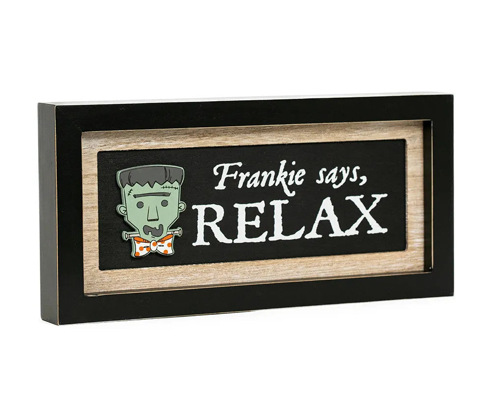 13" x 6" Reversible Wood Frame Sign - Relax/Leaves | Multicolor