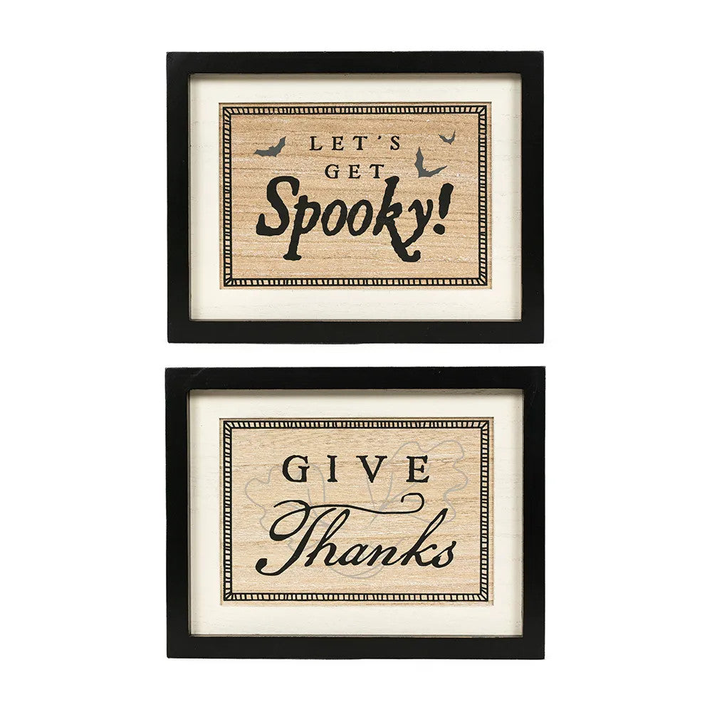 13x10x1.5 rvs wood frame sign (SPOOKY/THANKS)