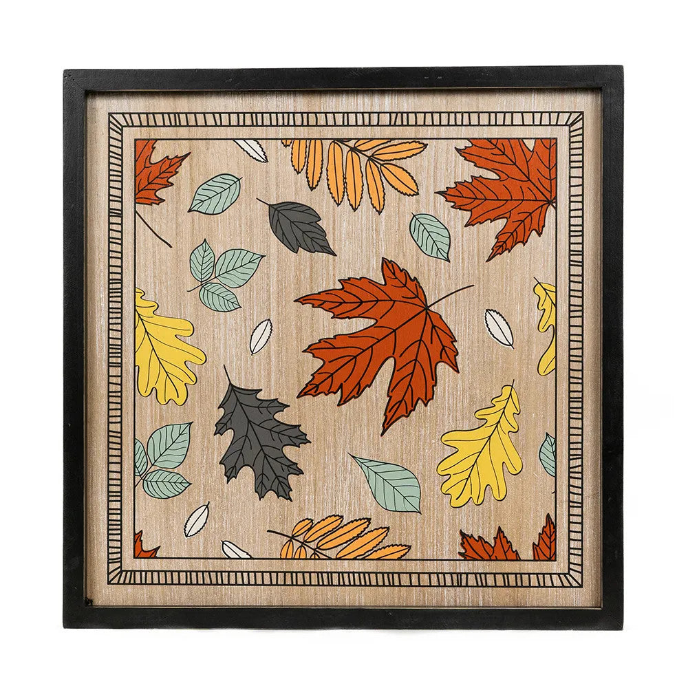 20" Reversible Wood Frame Sign - Web and Leaves | Multicolor | Sweet and Spooky