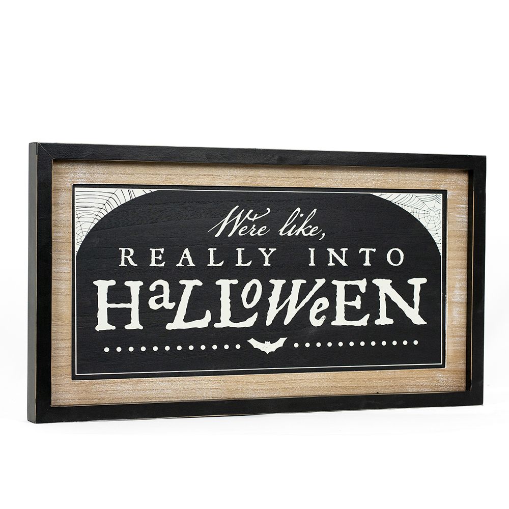 25" x 14" Reversible Wood Frame Sign - Really Into Halloween and Gather Together | Multicolor