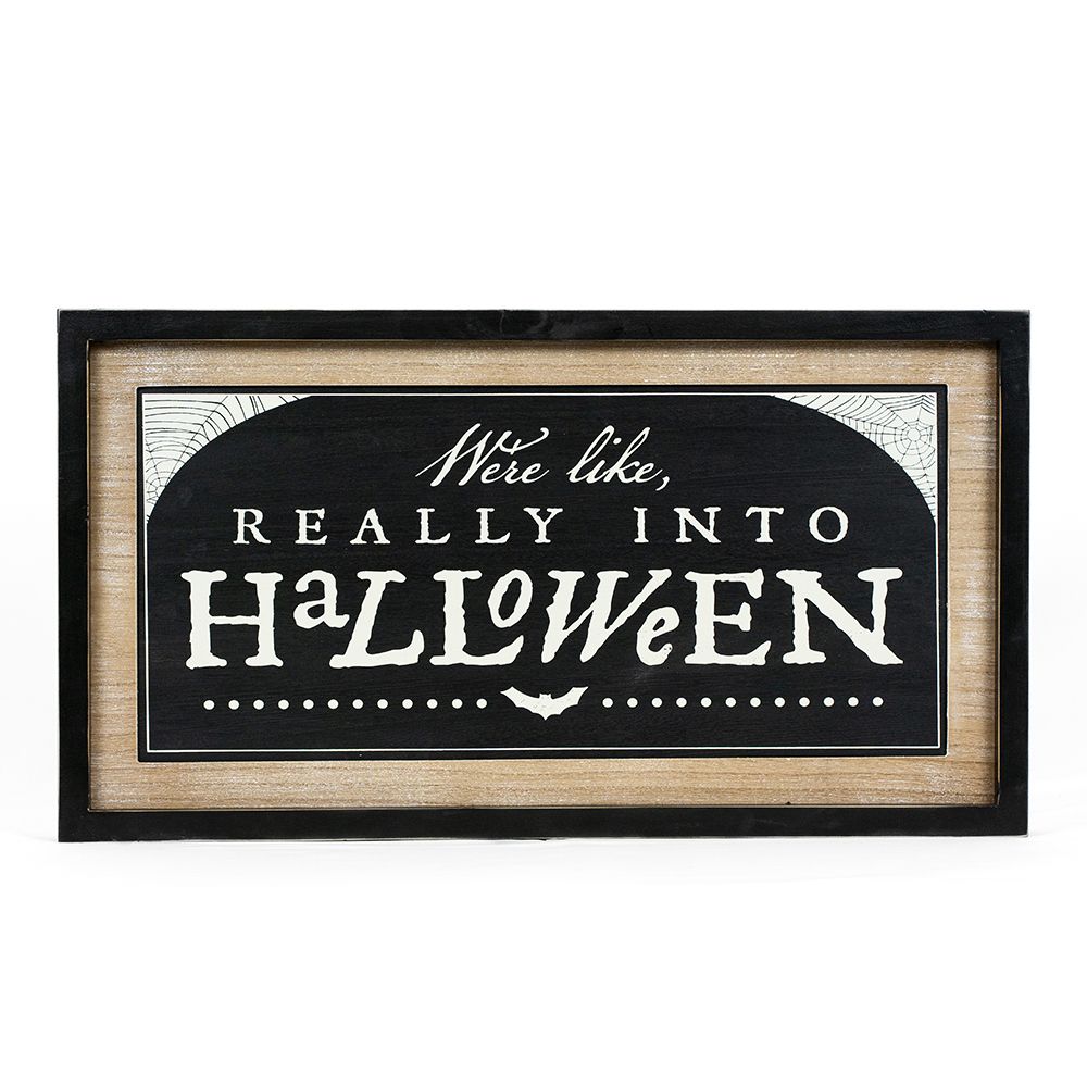 25" x 14" Reversible Wood Frame Sign - Really Into Halloween and Gather Together | Multicolor