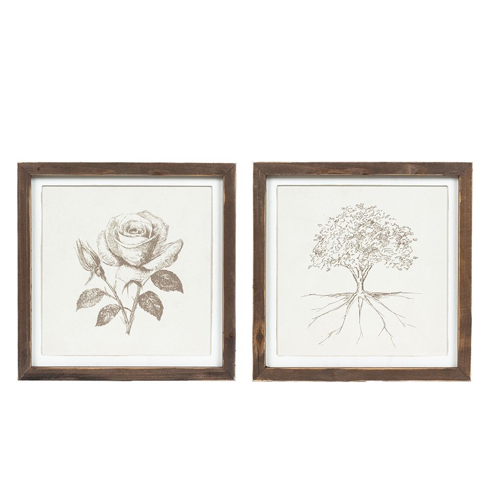 13x13x1.5 rvs wood frame sign (TREE/ROSE) multi
