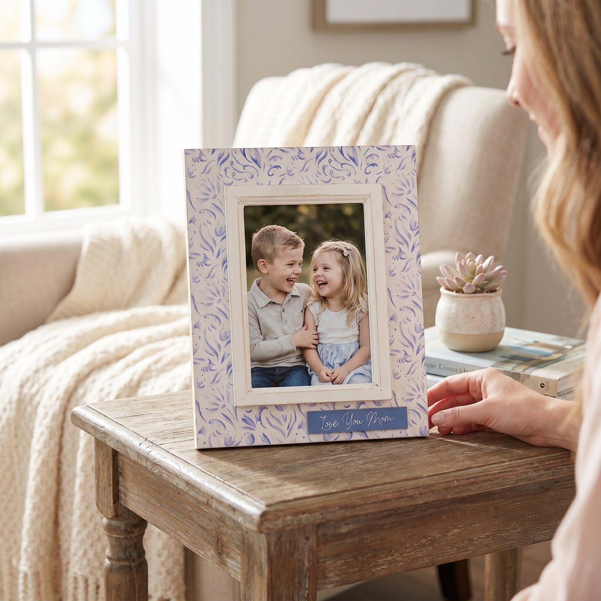 9" x 11" Wood Photo Frame - Love You Mom | Mother's Day Collection | Holds 5x7 Photo