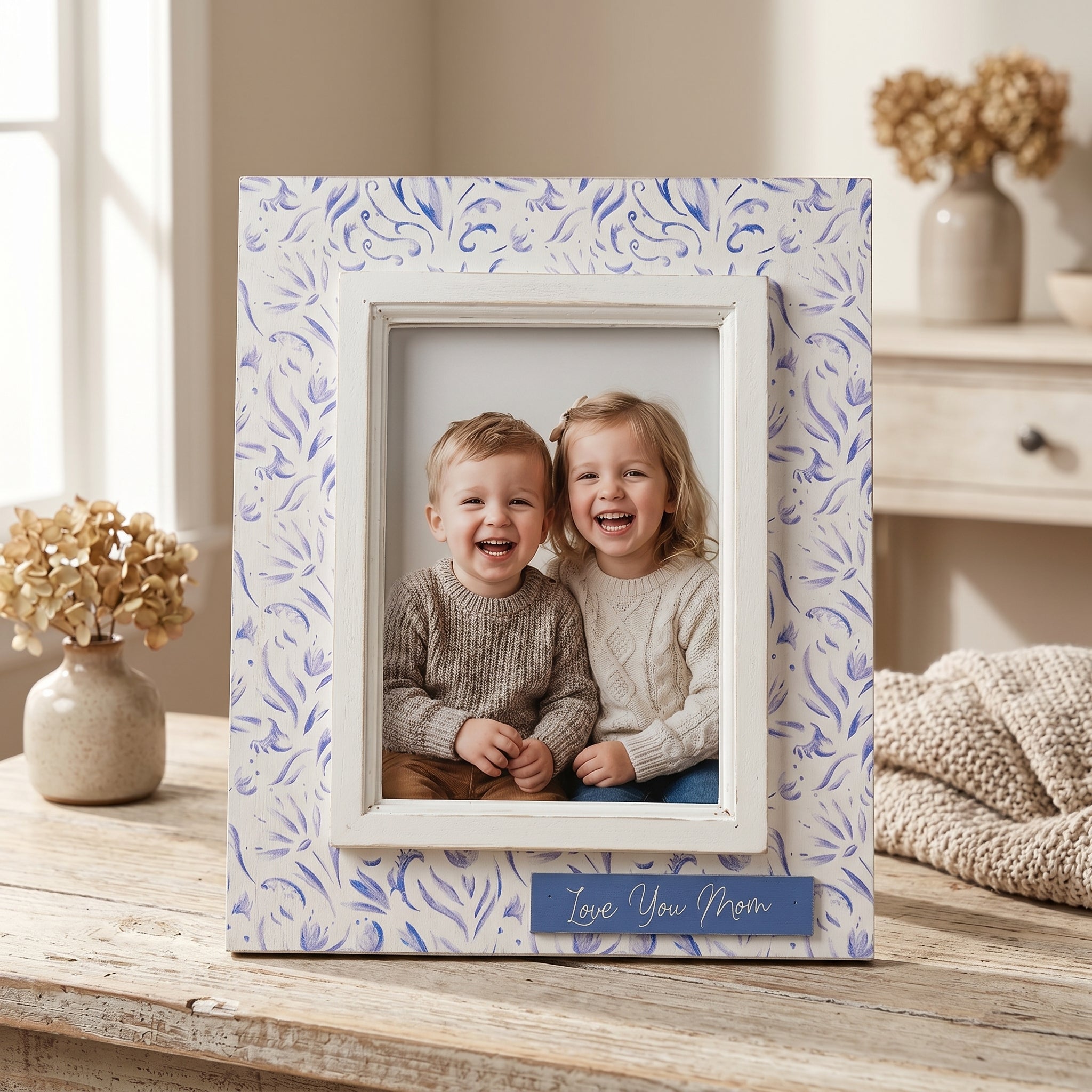 9" x 11" Wood Photo Frame - Love You Mom | Mother's Day Collection | Holds 5x7 Photo