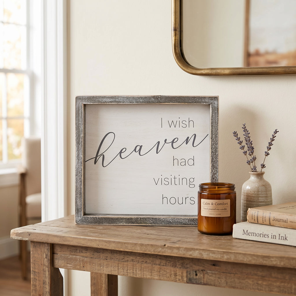 9" Wood Frame Sign - I Wish Heaven Had Visiting Hours | Remember When Collection