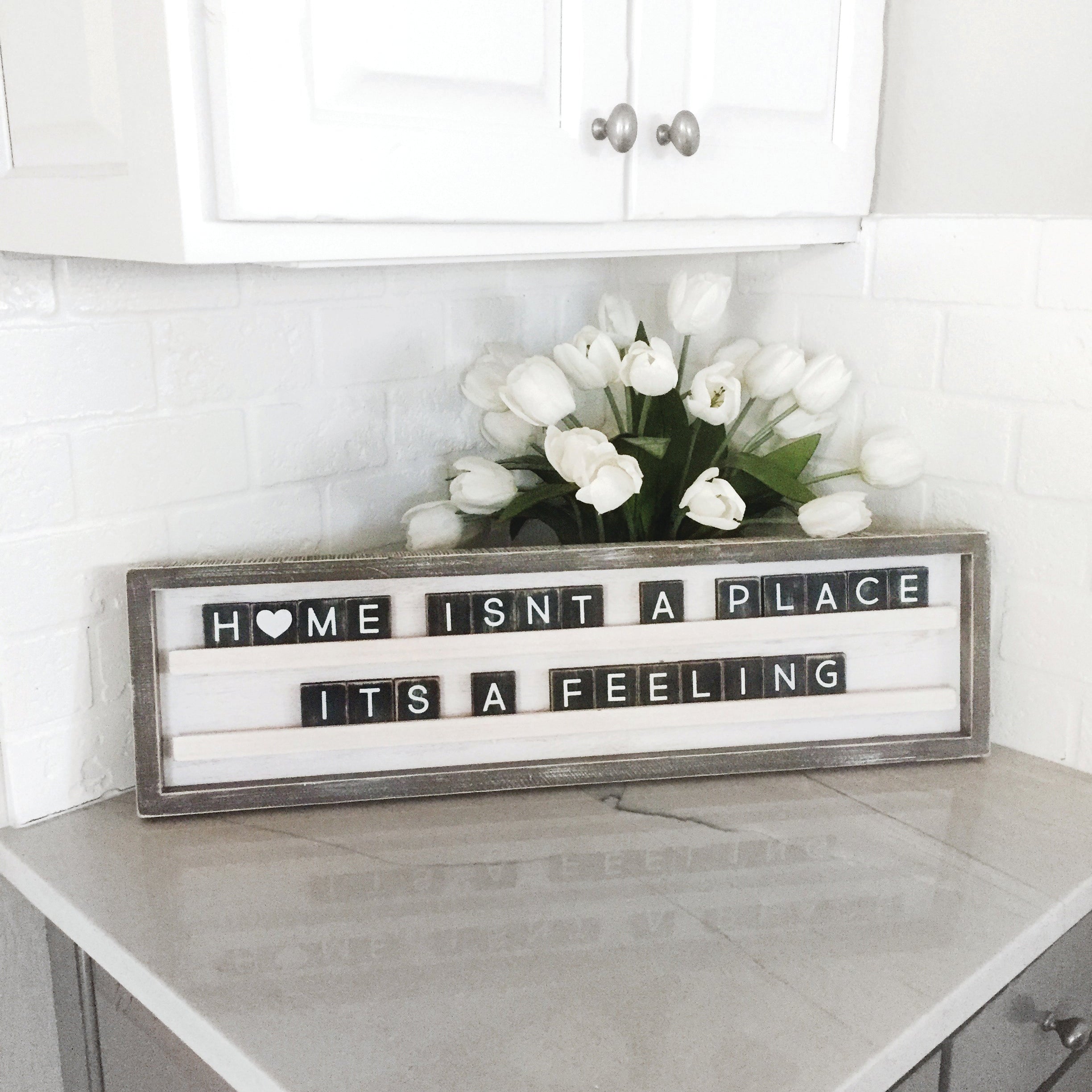 30" x 8" Wood Framed Letterboard Sign - White