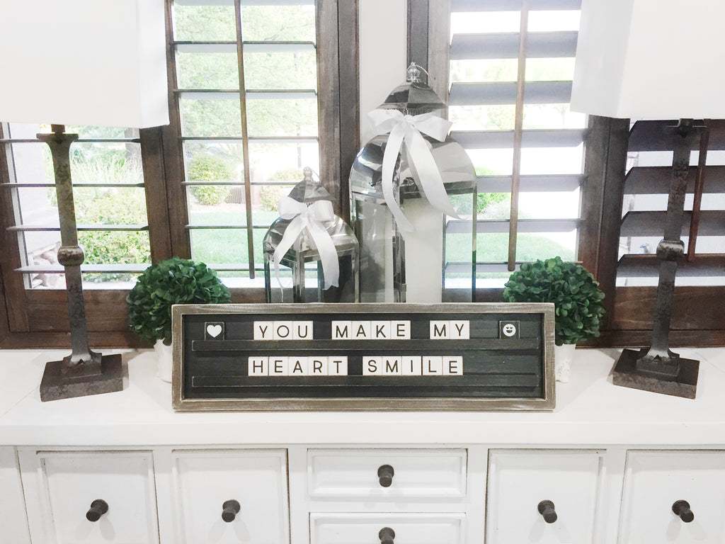 30" x 8" Wood Framed Letterboard Sign - Black