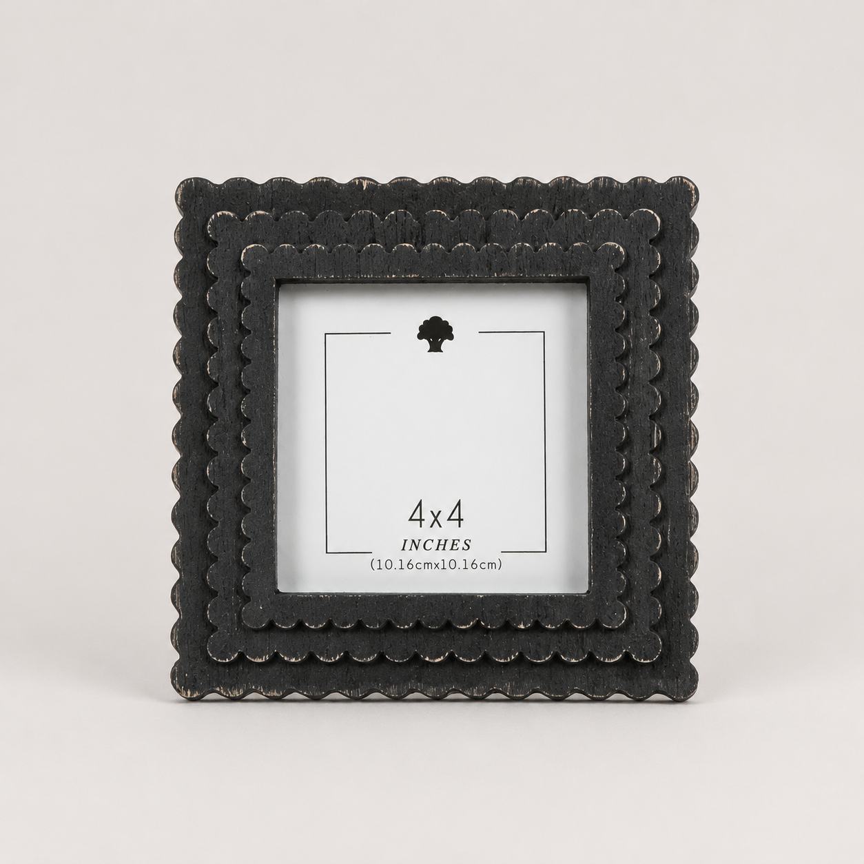 6" Scalloped Picture Frame - Black | Holds 4x4 Photo