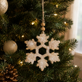 10" Mango Wood Hanging Snowflake Ornament - Natural