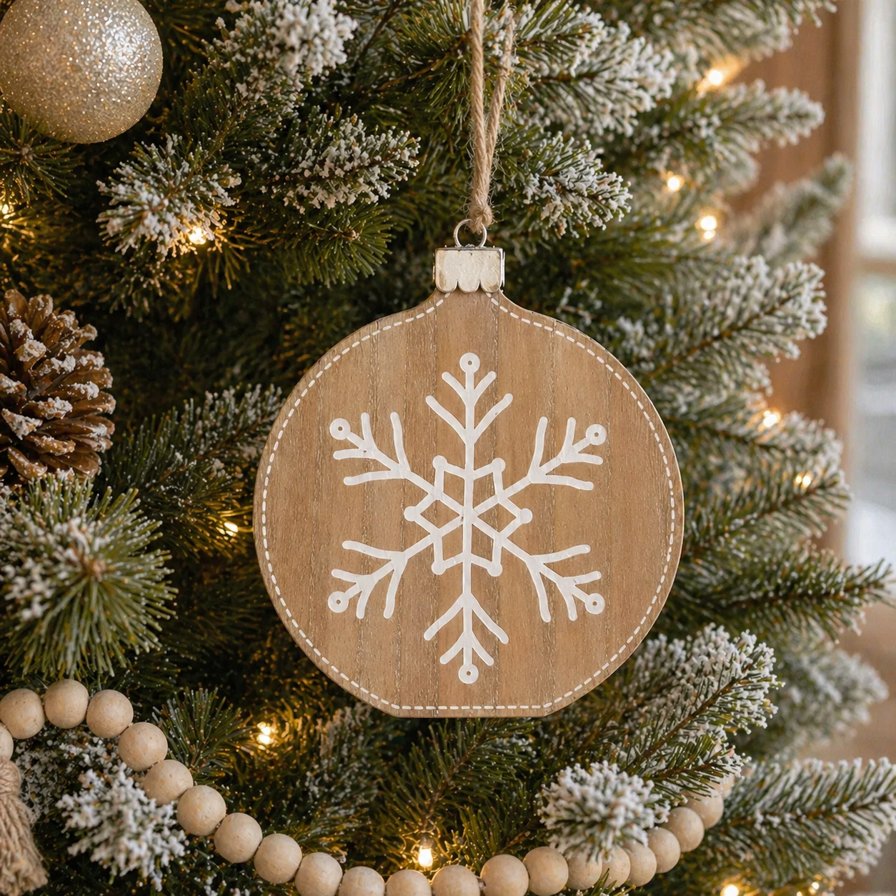 9" Reversible Chunky Wood Shape - Neutral Ornament