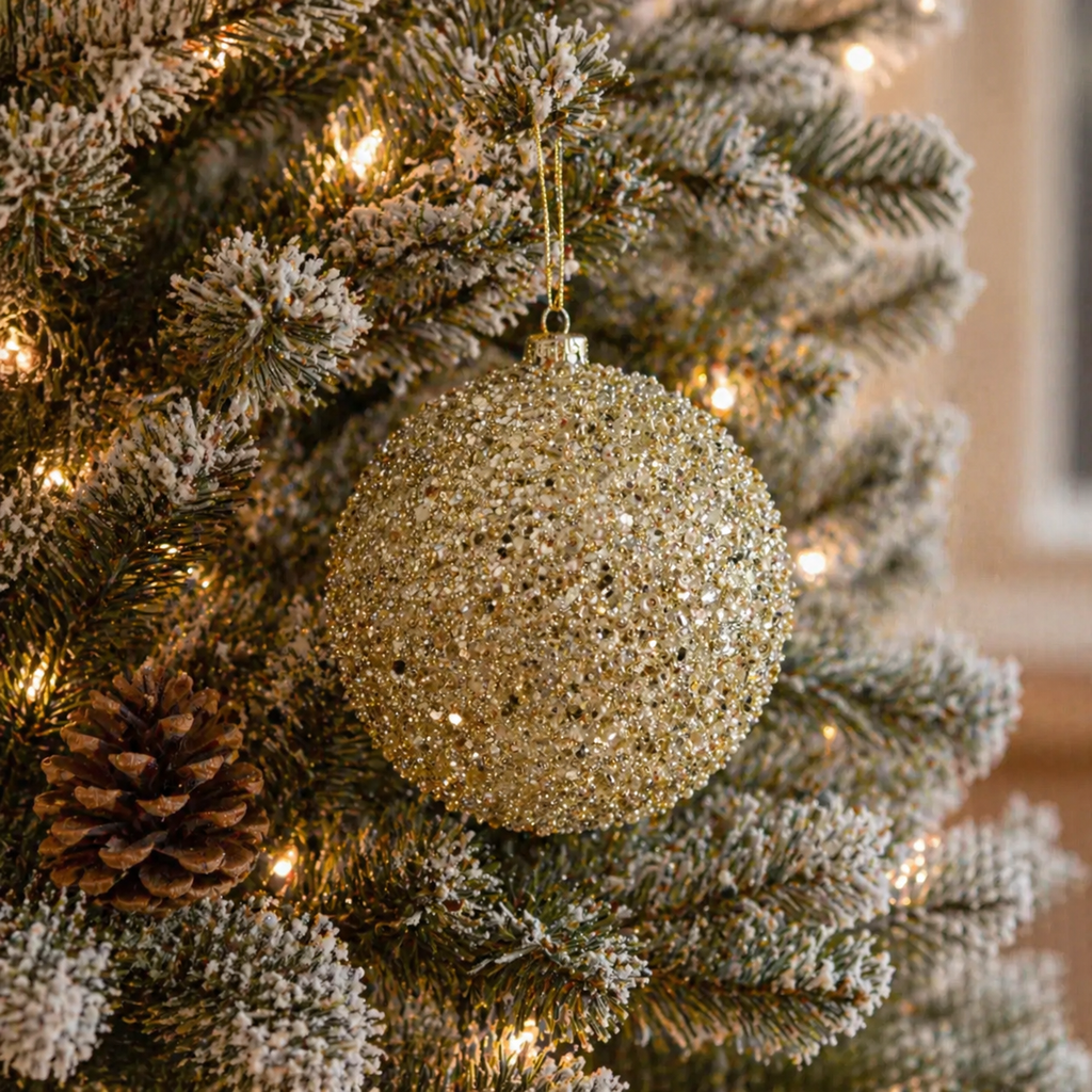 6" Jewel Ball Ornament - Champagne