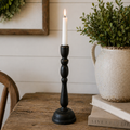 15" Wood Candle Holder - Black