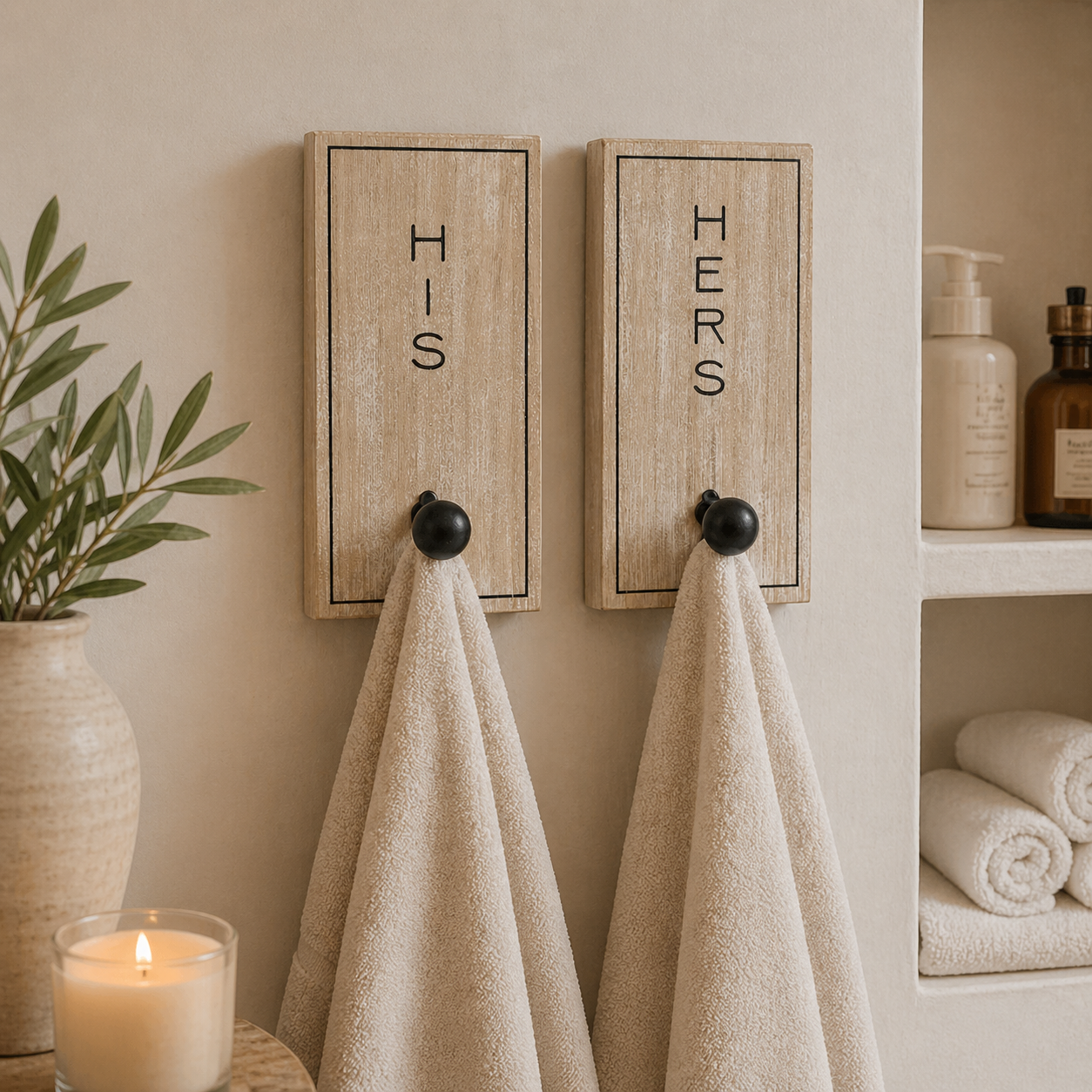 8" Wood Hook Board (Set of 2) - His and Hers | You and Me Collection