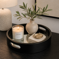 10" Round Wood Mirror Tray - Black | Neutral Mod Collection