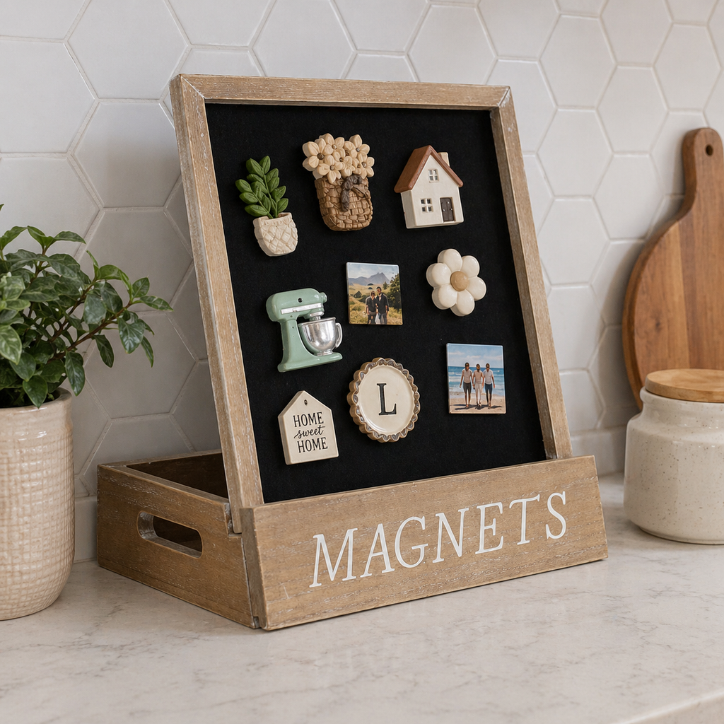 Magnet Display Shelf & Storage Case - Natural and White