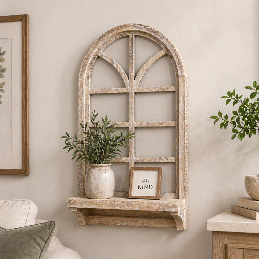 17" Window Wood Frame with Shelf - Natural