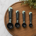 Decorative Wood Teaspoon Set - Black and Green (Set of 4)