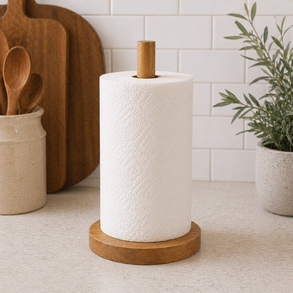 13" Wood Paper Towel Holder - Natural