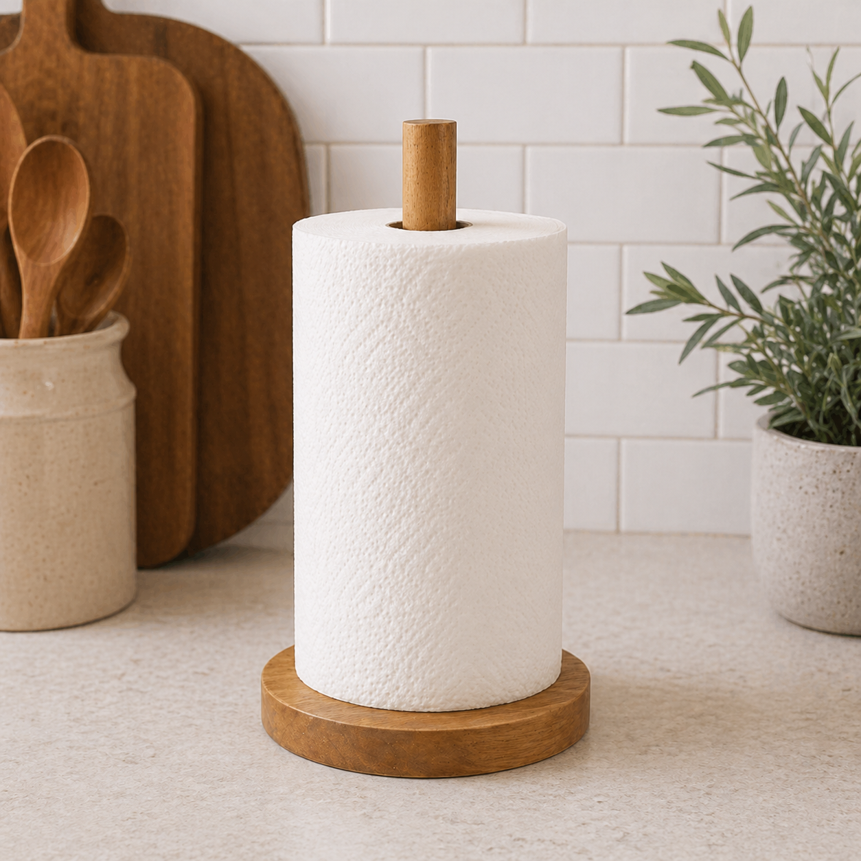 13" Wood Paper Towel Holder - Natural