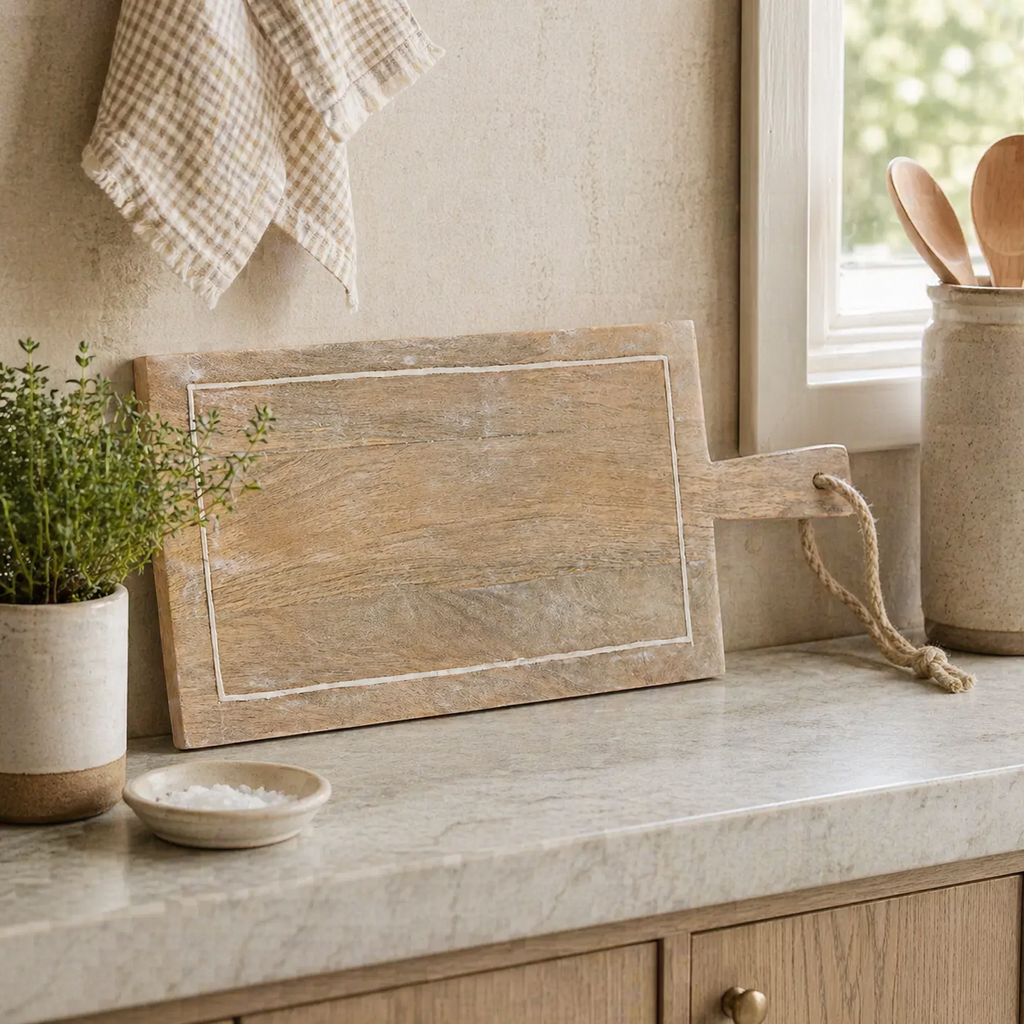 19" Mango Wood Chopping Board - Natural White