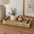 Mango Wood Nested Trays - Natural White (Set of 2)