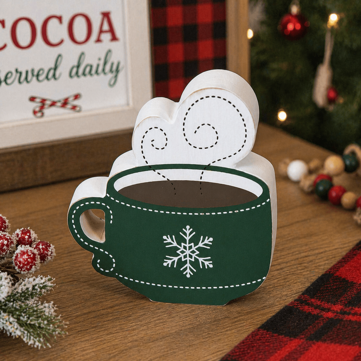 5" Reversible Chunky Wood Shape - Mug | Mid Century Collection