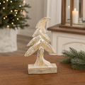 16" Mango Wood Tree Cutout on Stand - White Washed