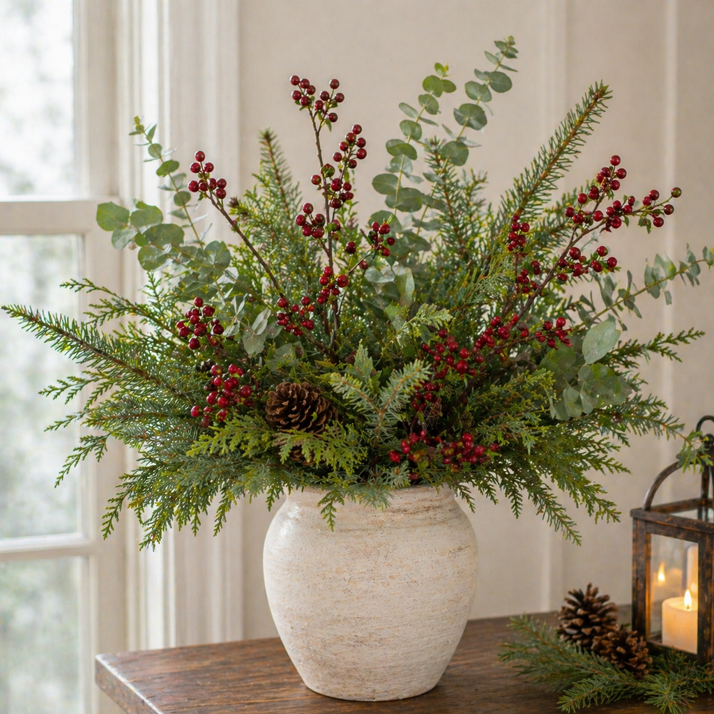 36" Faux Ficus Berry Clusters - Red