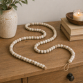 60" Wood Bead Garland - White and Tan