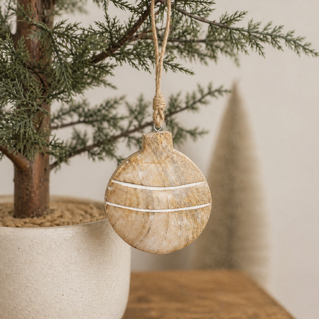 5" Mango Wood Ornament - Ball | Believe In Kindness Collection