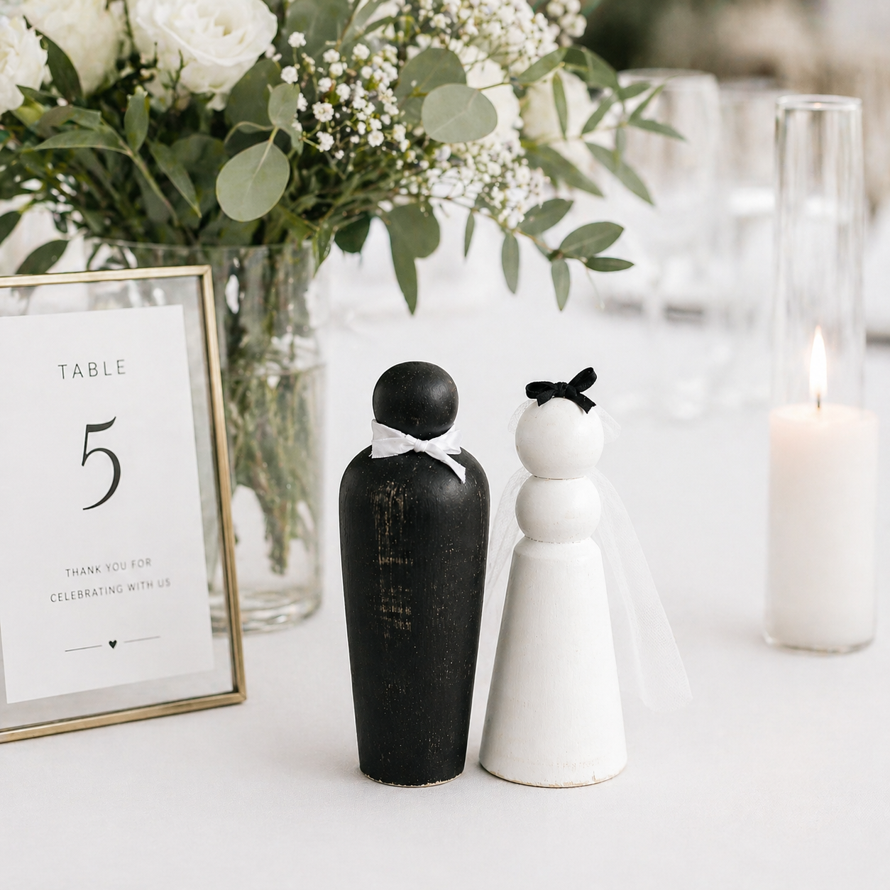 7" Chunky Wood Shape Set - Couple (Set of 2) | Black and White | You and Me Collection