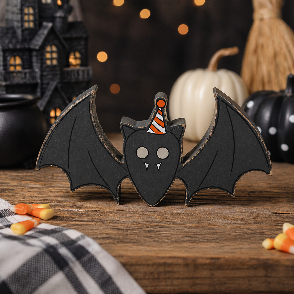 9" Reversible Chunky Wood Shape - Bat | Sweet and Spooky Collection