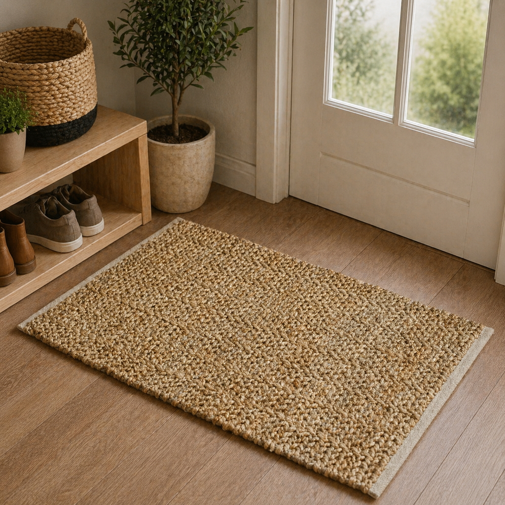 24" x 35" Jute Chindi Hemmed Rug - Natural White