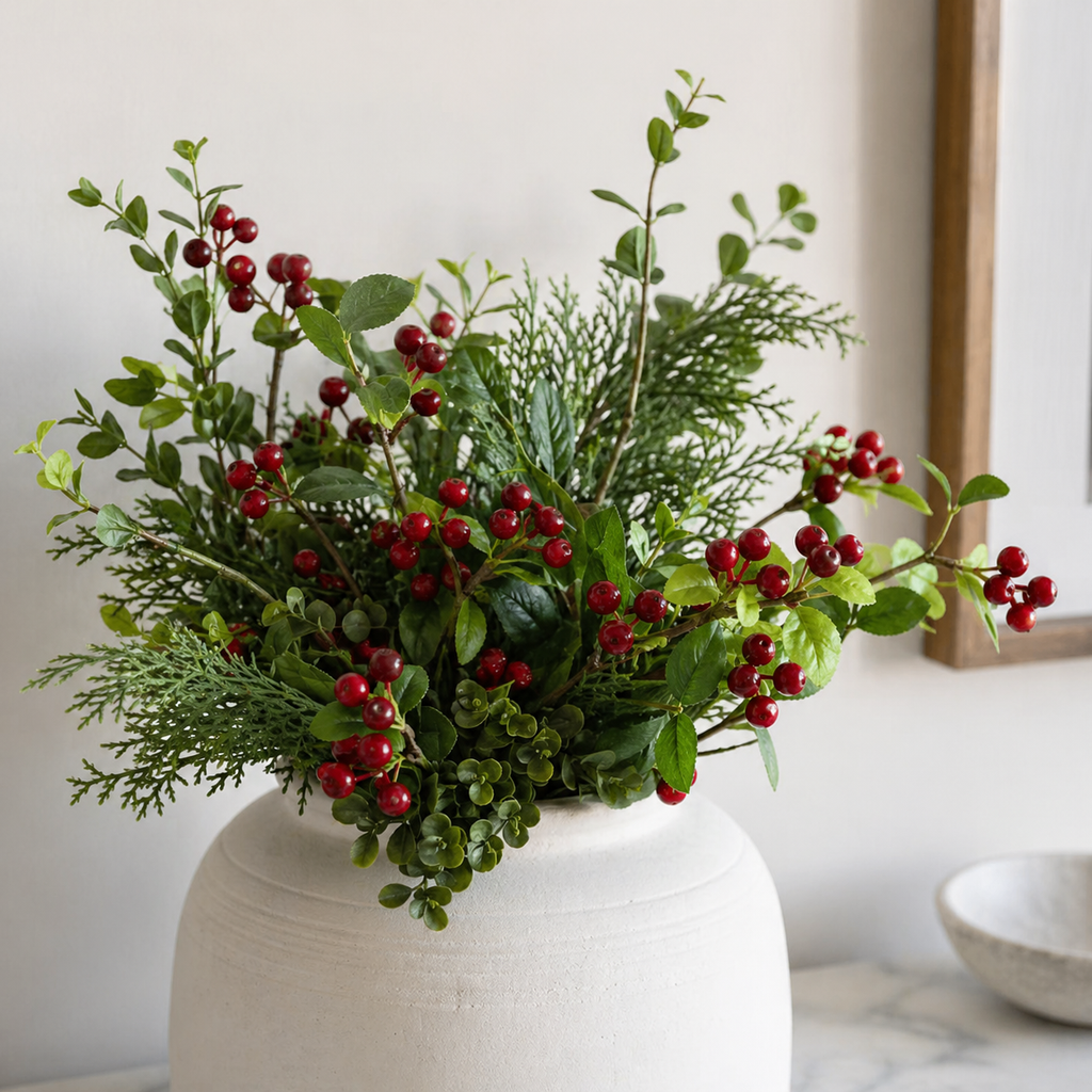 16" Faux Berry Clusters - Red