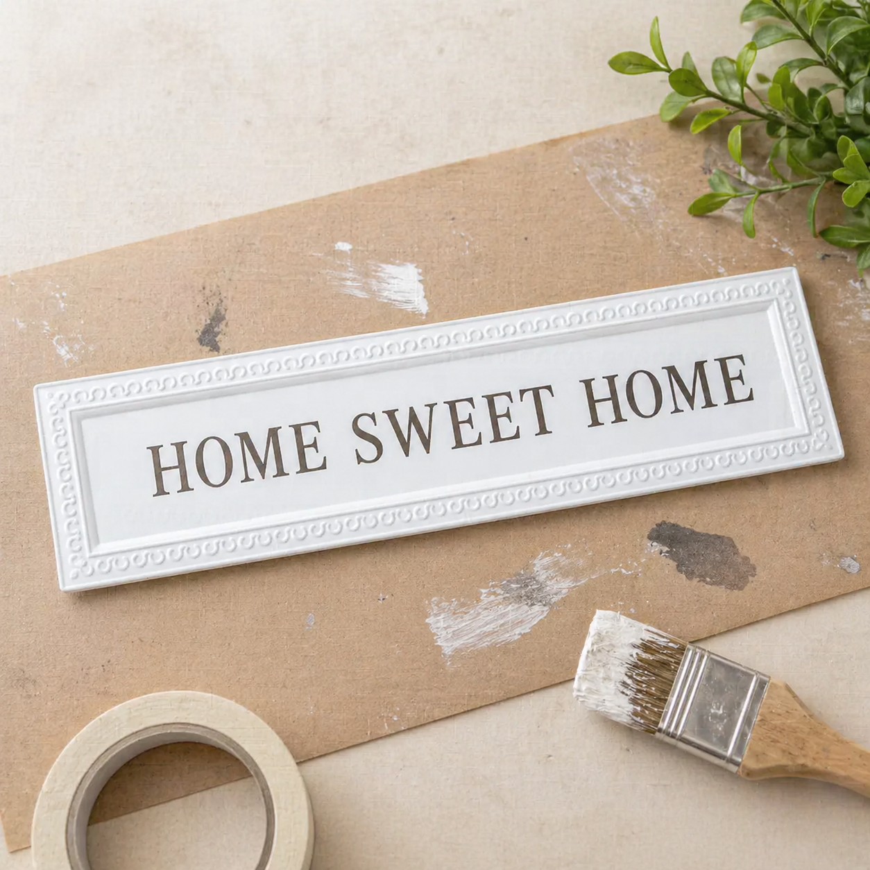 18" x 5" Metal Embossed Sign - White | Magnetic