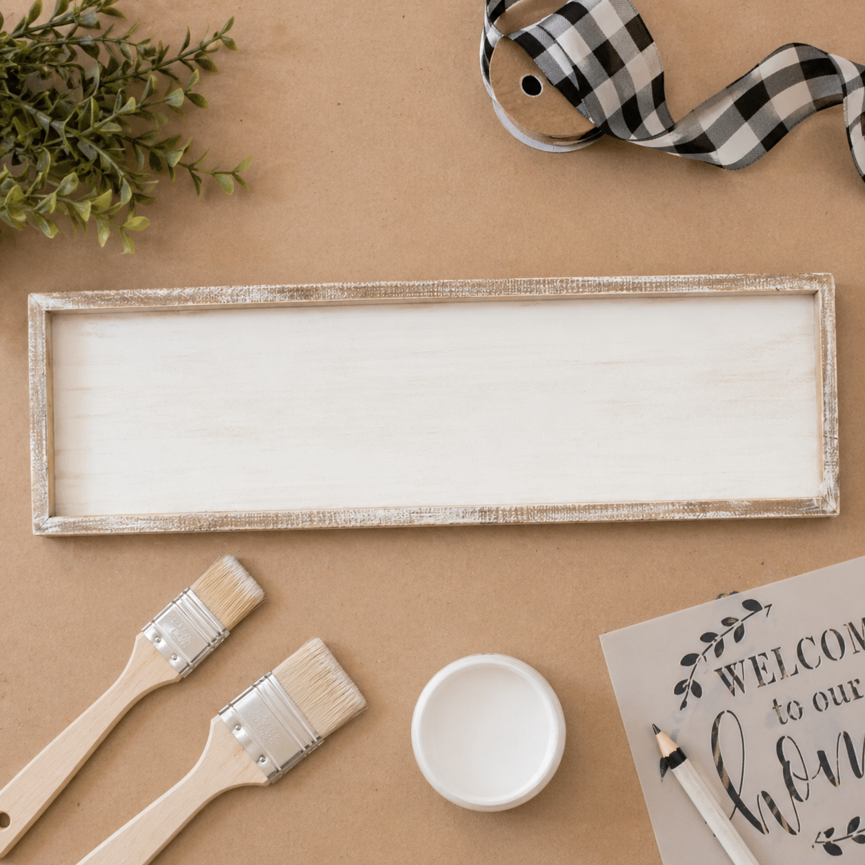 30" x 8" Wood Framed Sign with White Insert - DIY Collection