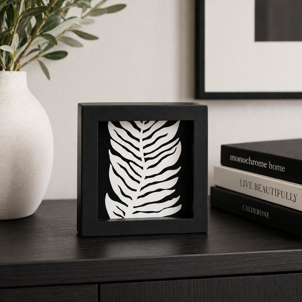 5" Reversible Wood Frame Sign - Rainbow/Leaf | Black and White