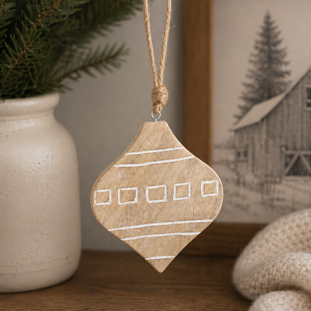 5" Mango Wood Ornament - Teardrop | Believe In Kindness Collection