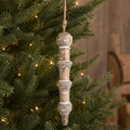 14" Mango Wood Ornament - Icicle | Natural and White