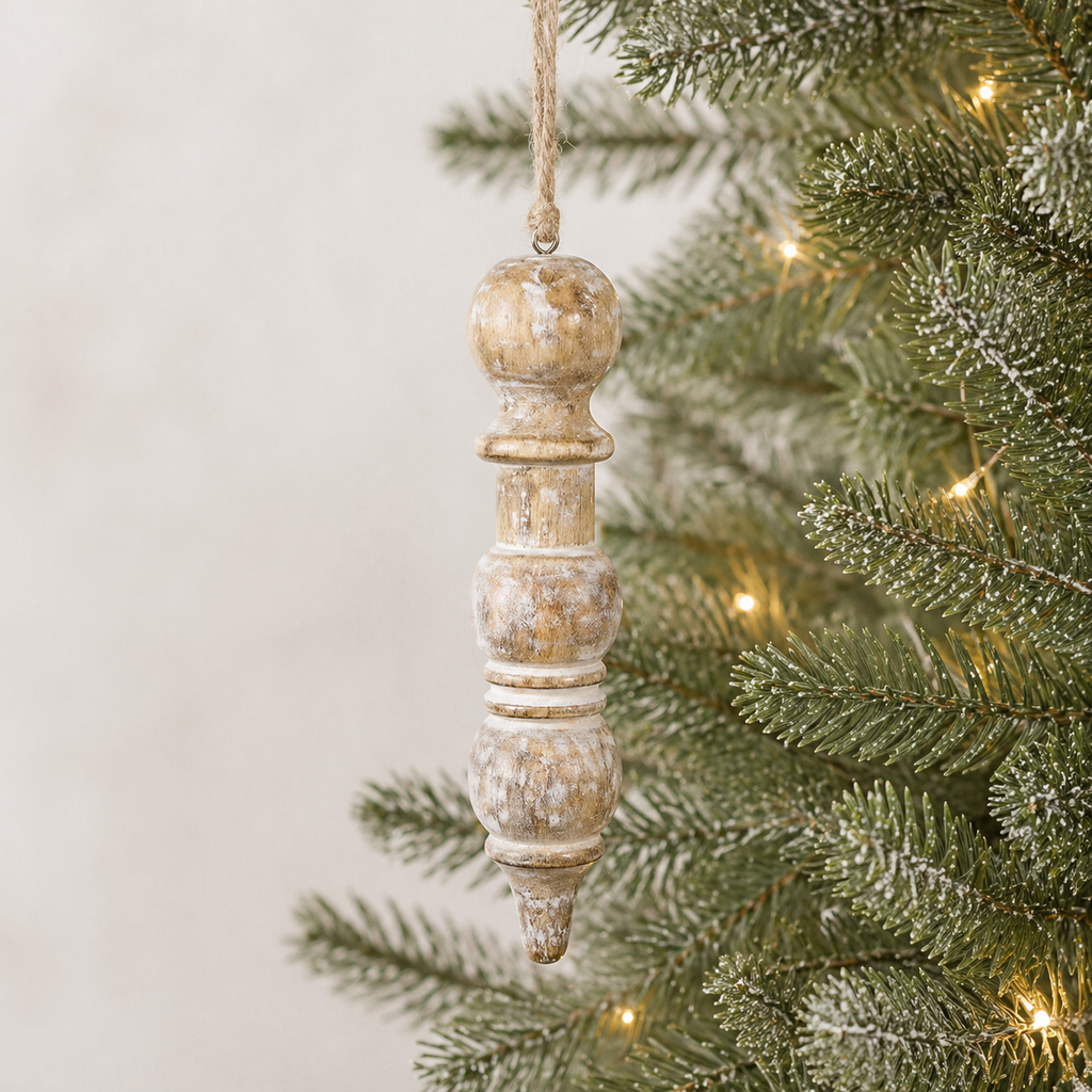 10" Mango Wood Ornament - Icicle | Natural