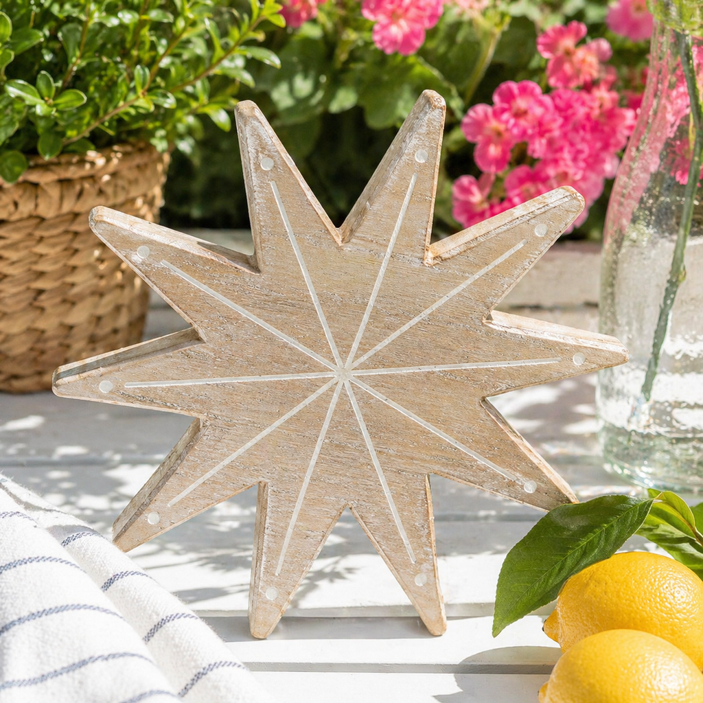 7" Wood Chunky Shape - Sunburst | Natural & White