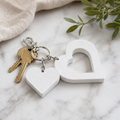 3" Wood Heart Keychain - White