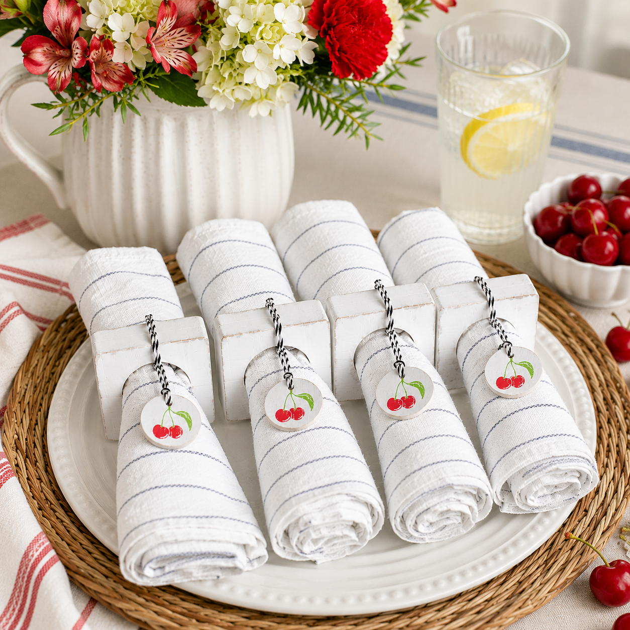 3" Wood Napkin Ring - Cherry | Multicolor (Set of 4)