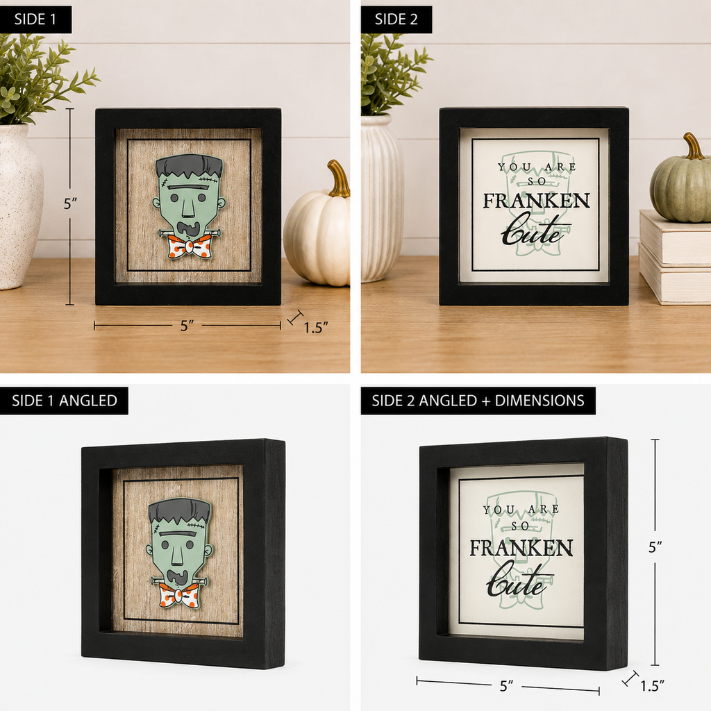 5" Reversible Wood Framed Sign - Frankie/Cute