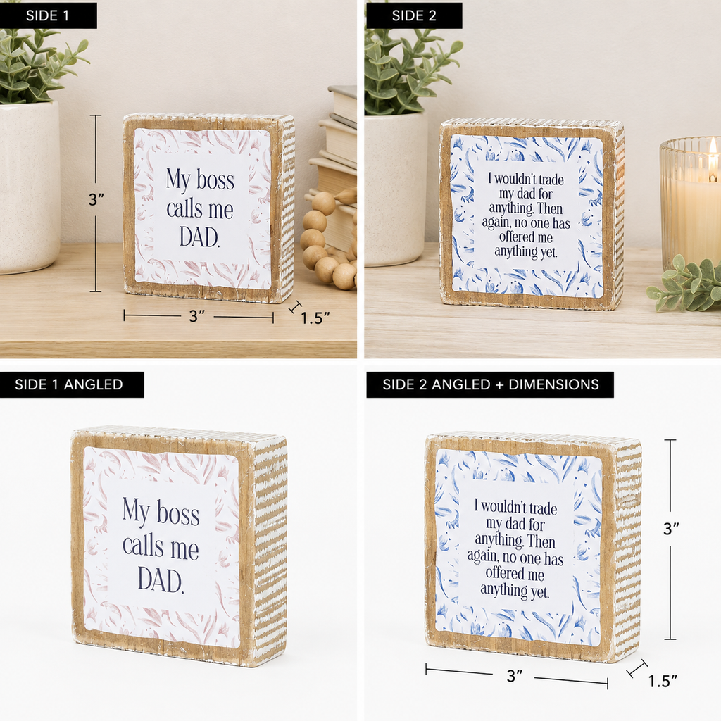 3" Reversible Wood Block Sign - Dad