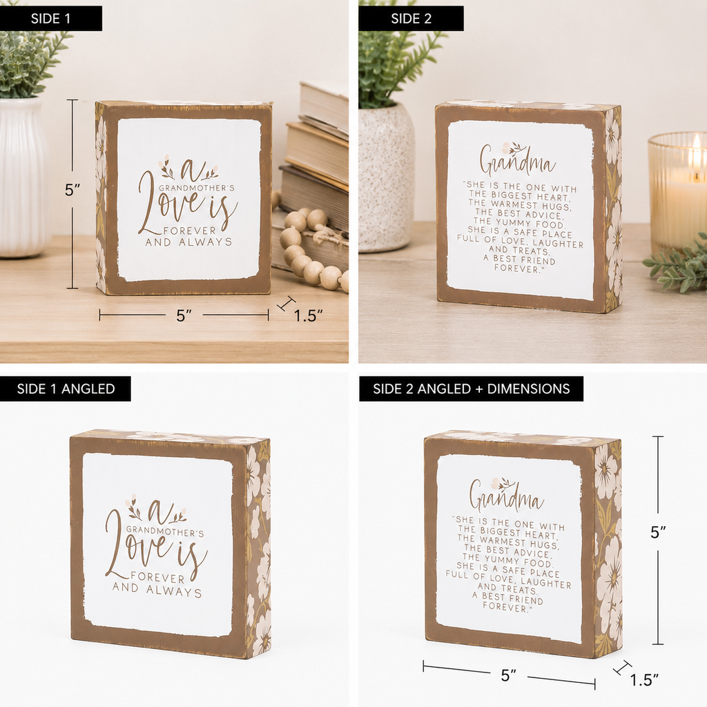 5" Reversible Wood Framed Sign - Grandma Love/Forever