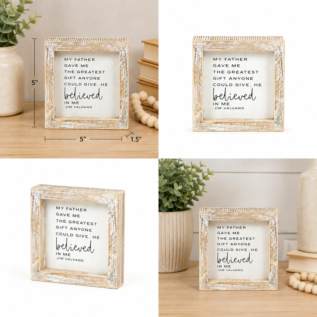 5" Wood Framed Sign - Believed | White and Black