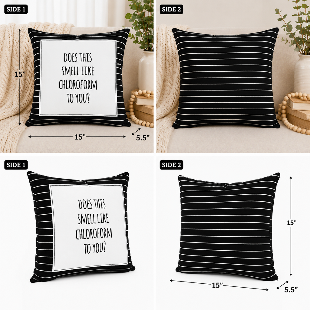 15" Canvas Pillow - Chloroform | Black and White