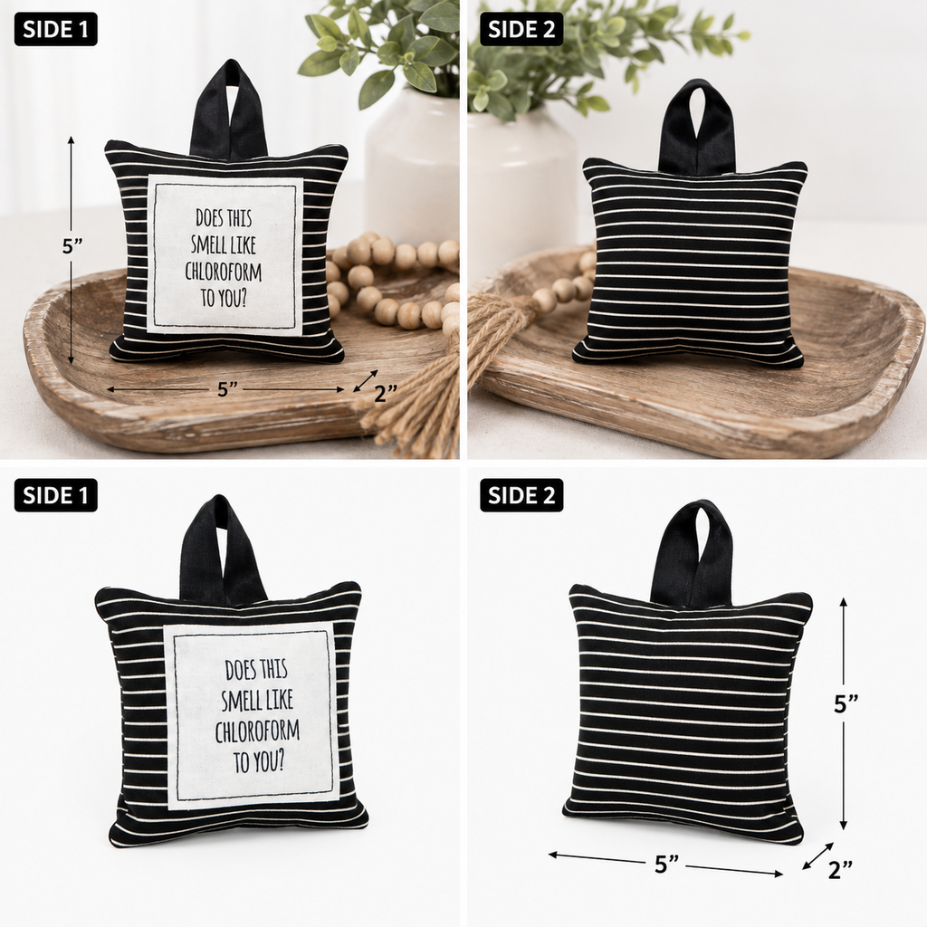 5.25" Hanging Pillow - Chloroform | Black and White