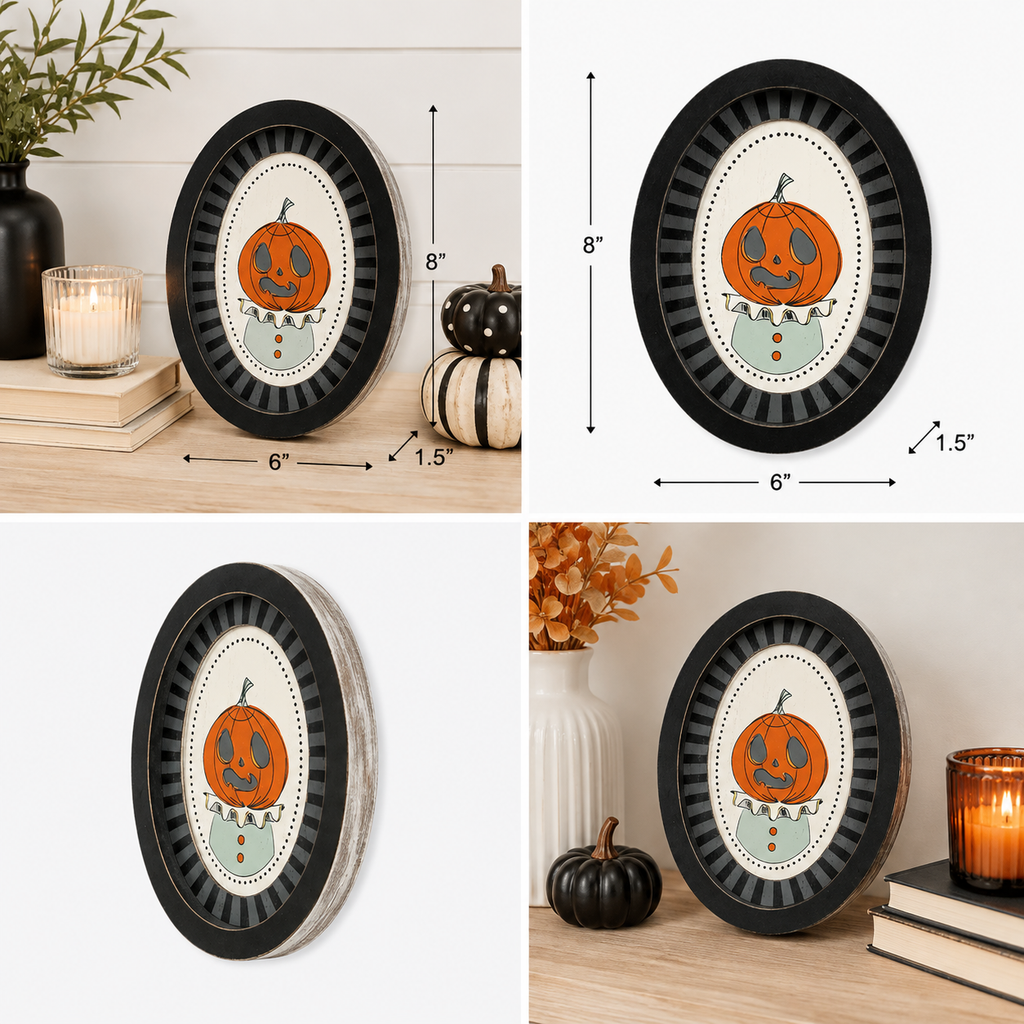 6" x 8" Wood Framed Sign - Jack-O'-Lantern | Multicolor